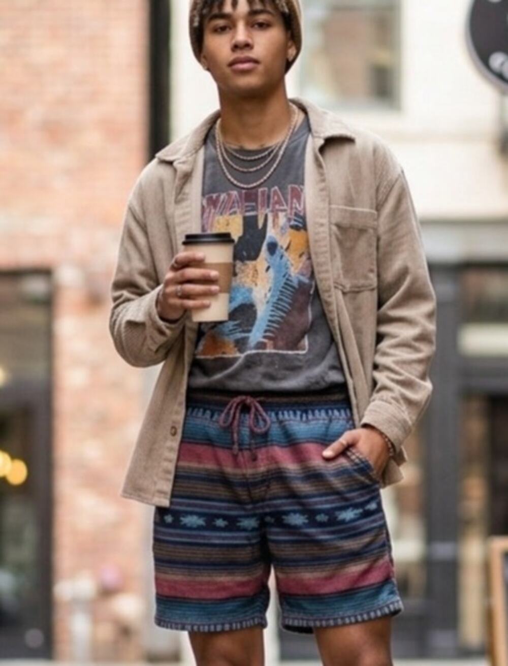 CPO Provisions Unisex Comfy Woven Aztec Western Drawstring Waist Shorts
